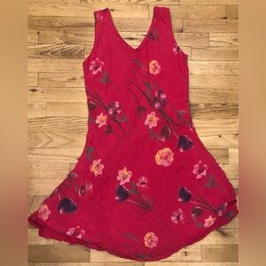 Charlie B Pink Floral Double Lined 100% Cotton Dress Size Large Made in Italy